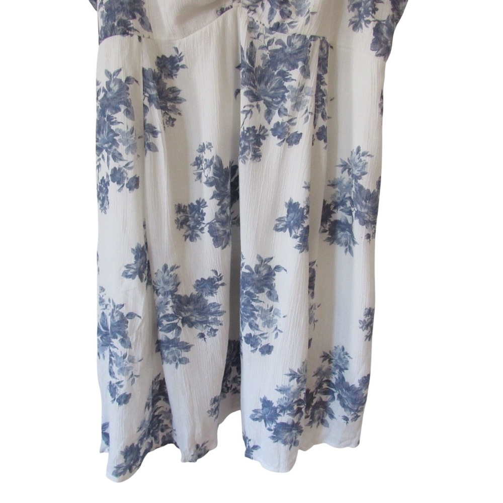 American Eagle Outfitters White Blue Floral Mini Dress XL Smocked Peasant Boho - Picture 7 of 11